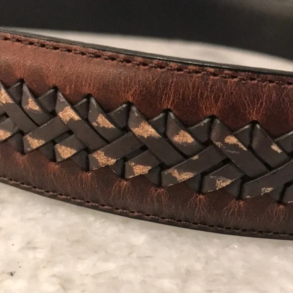 Columbia Leather Belt Mens 38 Brown Braided Woven Business Golf Western Cowboy - Picture 5 of 6